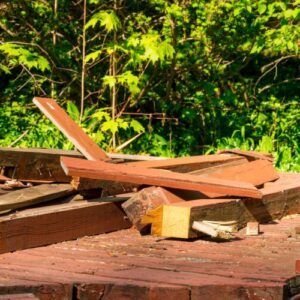 Lumber in need of construction debris removal services in Atlanta